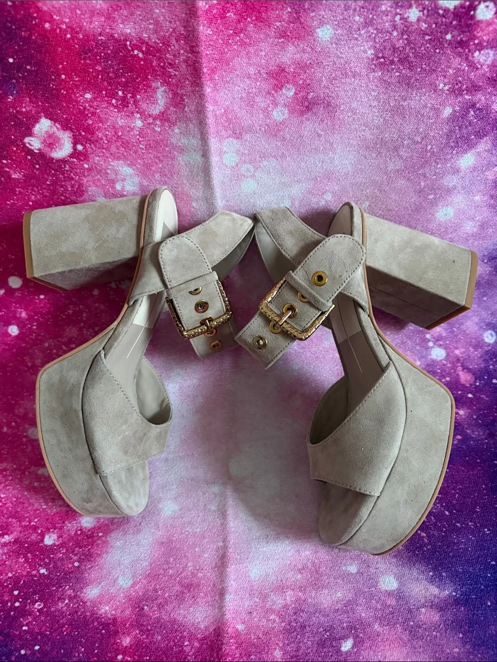 Dolce Vita Blush Suede Platform Slingback Sandals